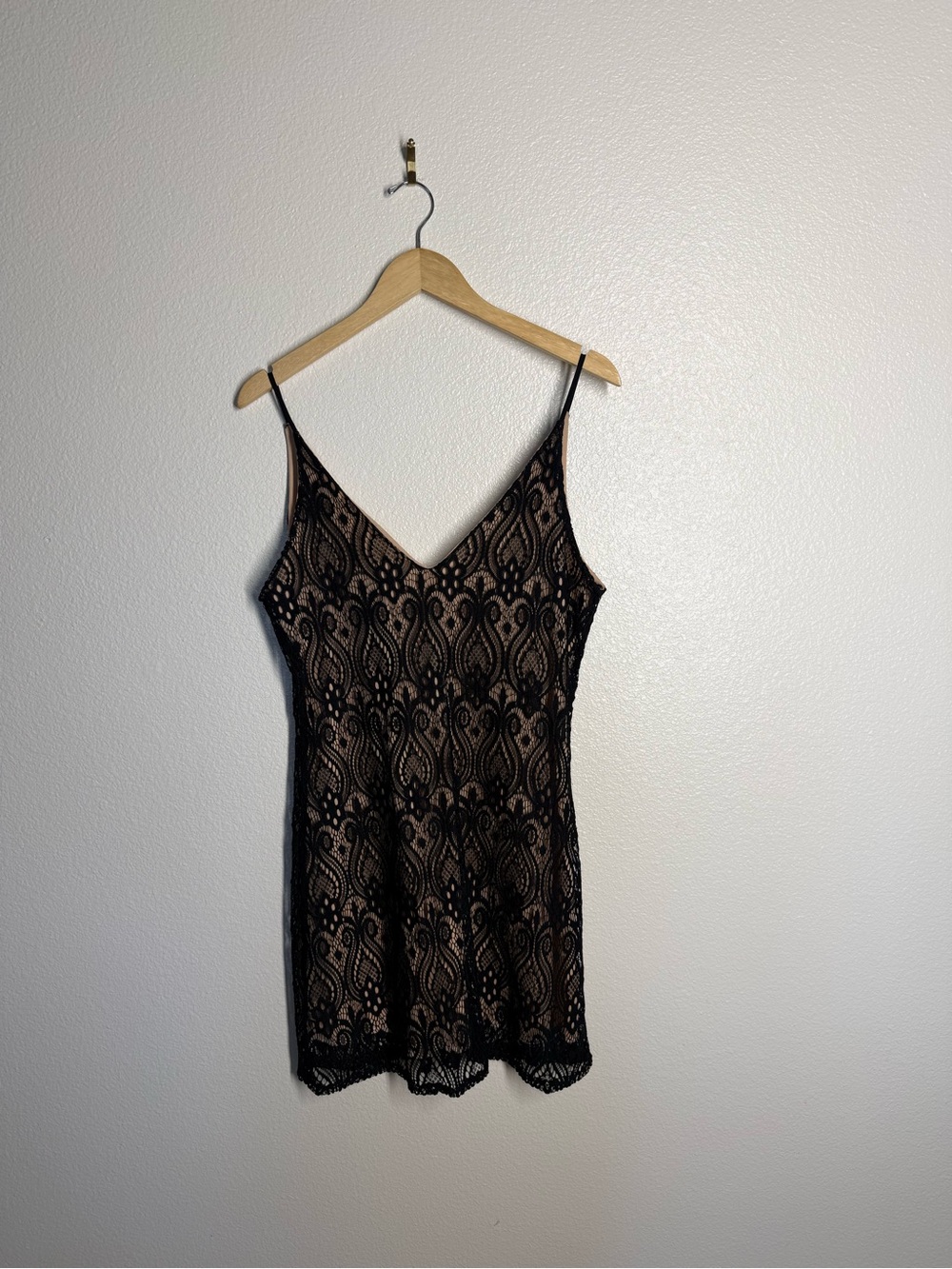 mahina Black Lace Slip Top with Nude Lining